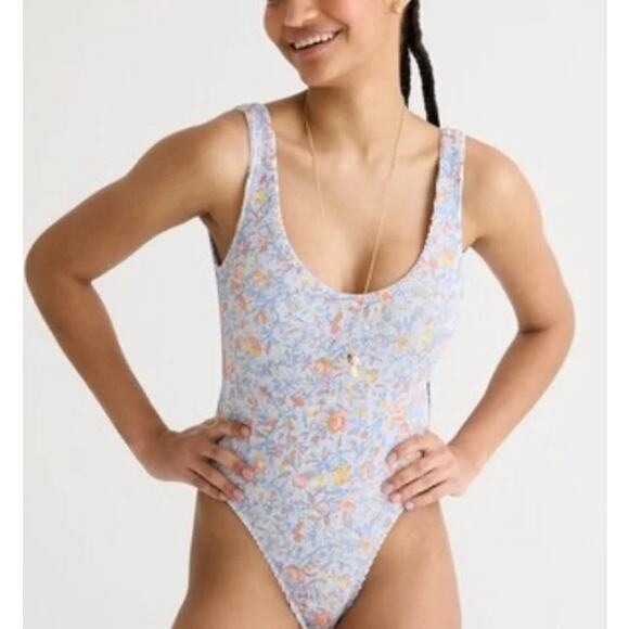 J.Crew Swimsuit Scrunchie Classic Scoopneck Floral Print One-piece Swimsuit 10 - Picture 3 of 11